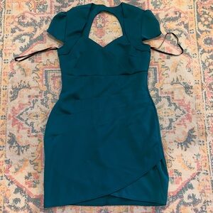 Elegant Teal Dress with Unique Cutout Design